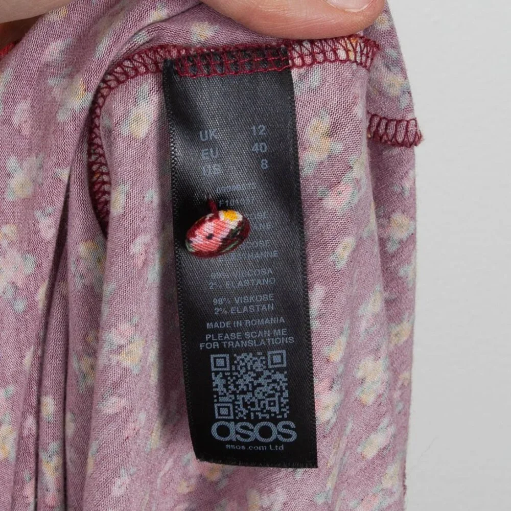 ASOS V Neck Floral Flutter Sleeve Mini Dress Womens Size 8 - Picture 6 of 9